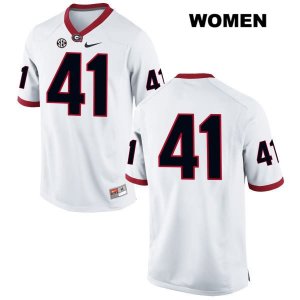 Women's Georgia Bulldogs NCAA #41 Channing Tindall Nike Stitched White Authentic No Name College Football Jersey MSI5154NS